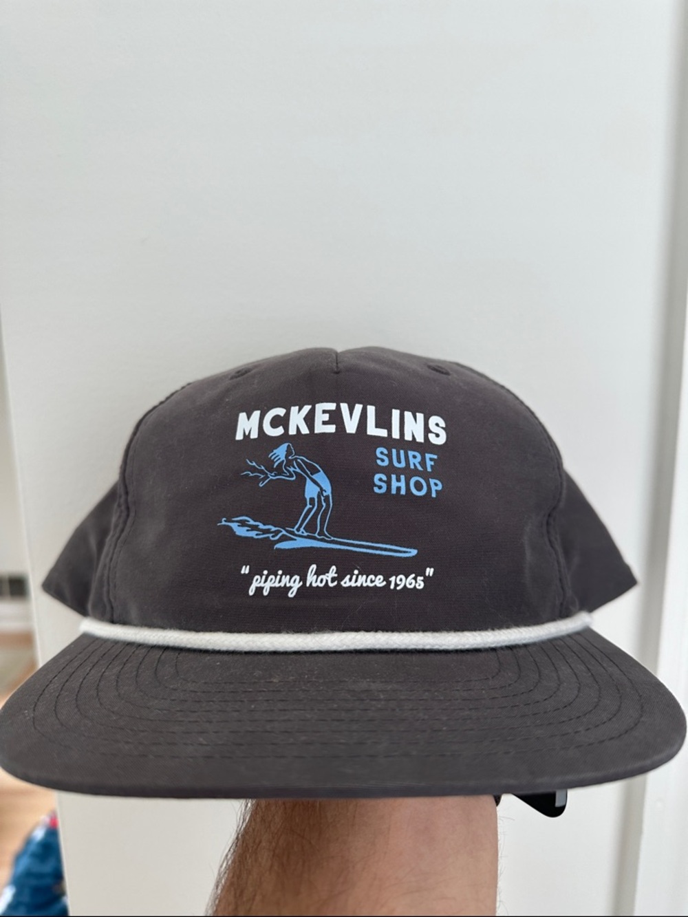 McKevlins Surf Shop Black Rope-Trim Cap